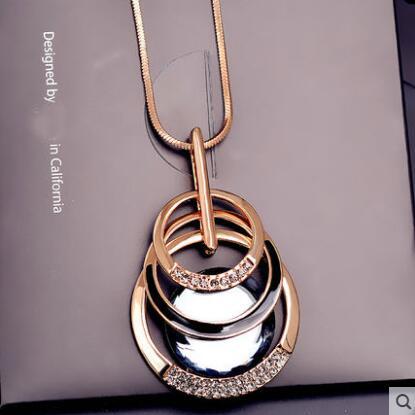 Золотой и Серебряный Цвет Стразы Длинное Ожерелье Винтажный Панк Треугольник Квадрат Овал Хрустальное Стекло Подвеска Ожерелья Женские Украшения