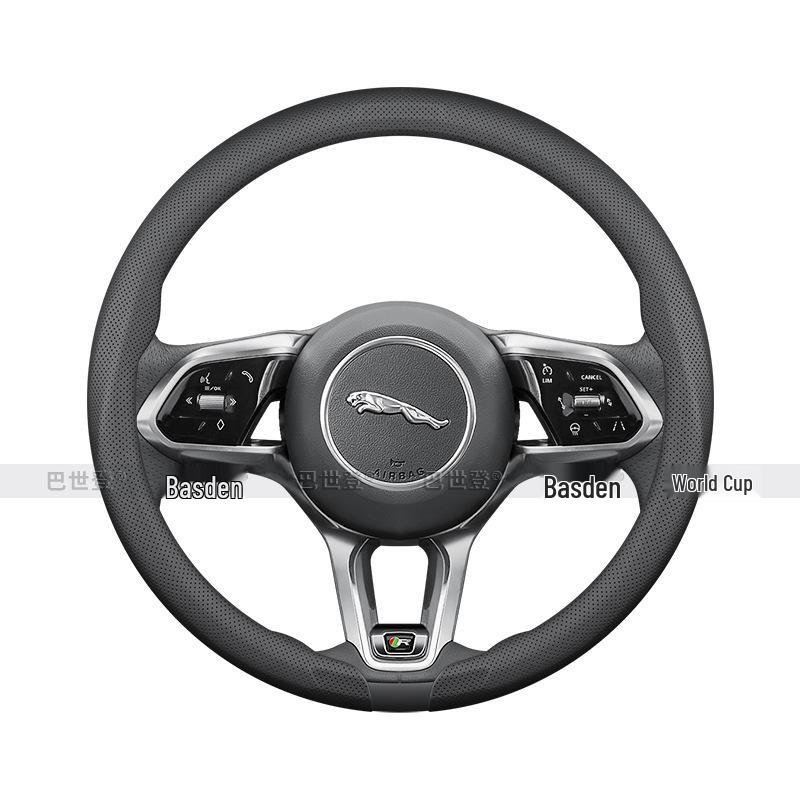 Genuine Leather Steering Wheel Cover for Jaguar E-PACE, XF, XE, XJ, F-PACE - Ultra-Thin Grip