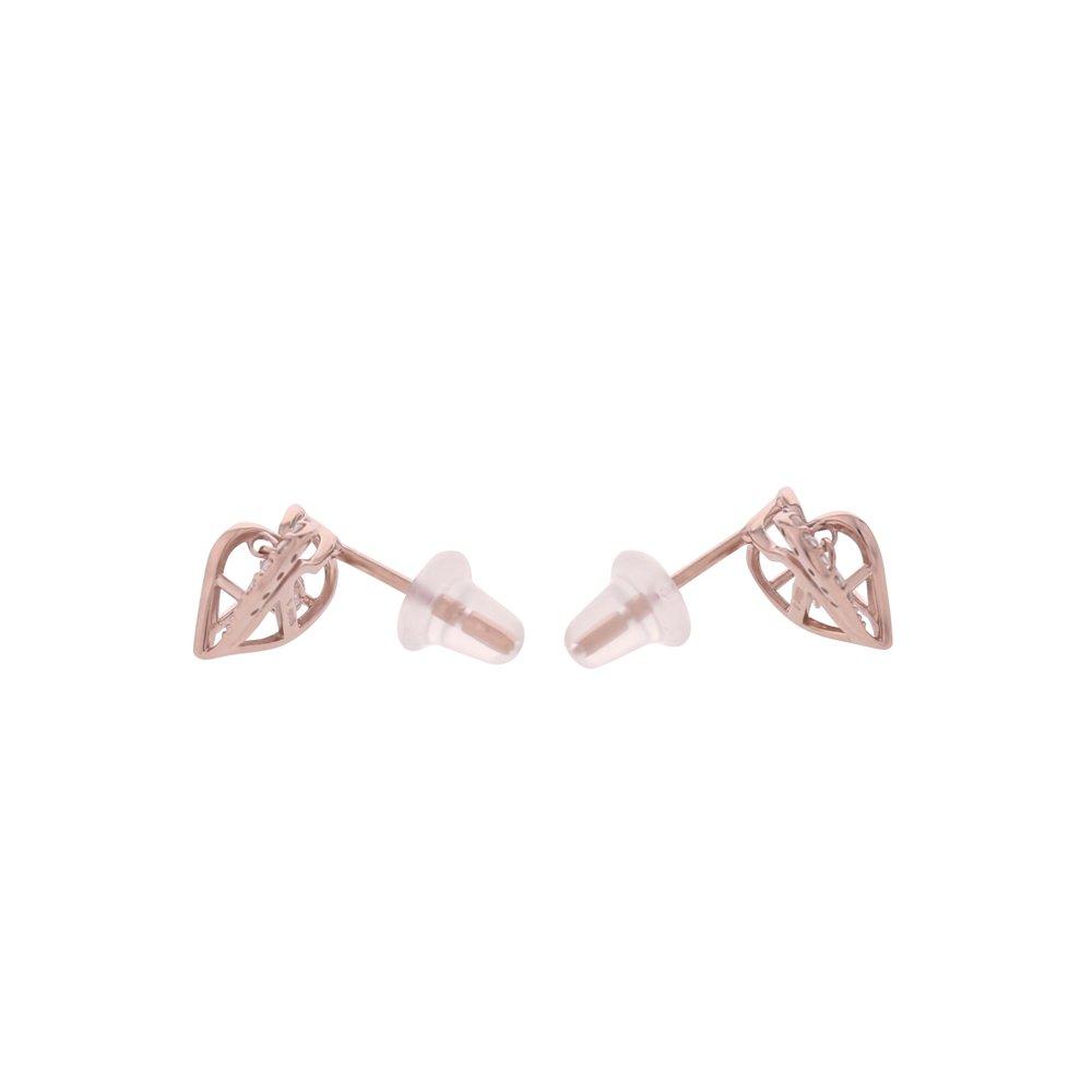 ESTELLE [WEB Exclusive] Dancing Stone Cubic Zirconia Silver and Pink Gold Plated Dancing Stone Heart Motif Earrings (0771-0397-0011-0000)