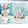 Music Snow Castle Mini Building Blocks DIY Toy with Fan Snow Effect Acrylic Cover Perfect Home Decor Gift for Kids Adults