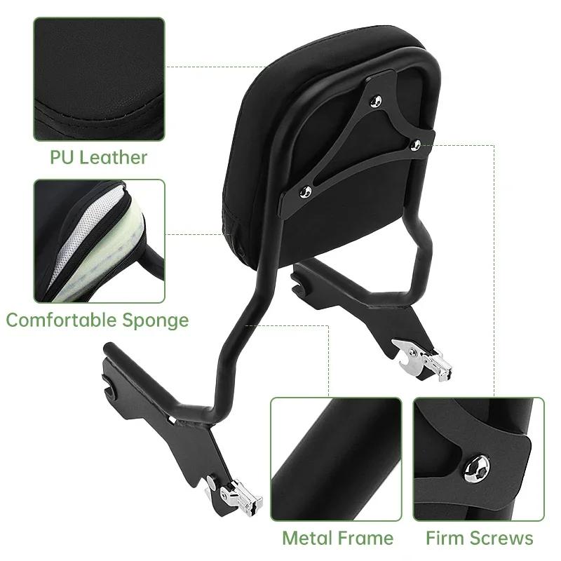 Motorcycle Rear Pessenger Sissy Bar Upright Backrest Black Chrome For Harley Softail Slim Street Bob Deluxe 2018-2025