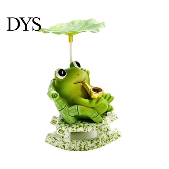 Cute Panda Figurines Rocking Frog Figurine, Resin Bobble Chair Decor with Lotus Leaf Design, Exquisite Photo Props Stress Relief Desk Ornament for Car