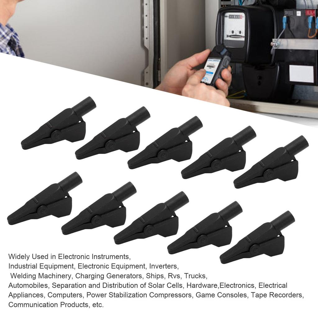 10Pcs J.60032 Banana Test Clip   Enclosed Electrical Test Clips with 4mm   for Electronic Instruments