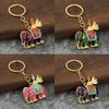 Thailand Elephant Keychain 6 Colors Drip Glue National Features Round Ring Pendant Handbag Car Key Decoration Couple Gift