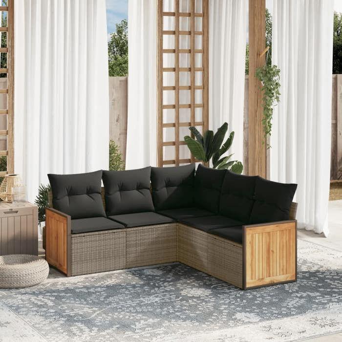 VidaXL Garden Lounge Set with Cushions 5 Pcs, Patio Sofas, Furniture Set, Outdoor Terrace Furniture, Grey 3260044