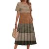 Ladies' Plaid Printed Casual And Fashionable Short Sleeved Round Neck Dress