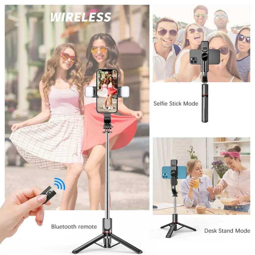 Selfie Stick Stativ 116cm Bluetooth Wireless Remote Füllen Licht Tragbare Telefon Stehen Live-Streaming Video Aufnahme L13d
