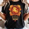 Year Of The Horse 2026 Cotton Tshirts Chinese New Year Horse Zodiac Graphic Tee Lunar Gold Horse Asian Festival Tops Ropa Mujer