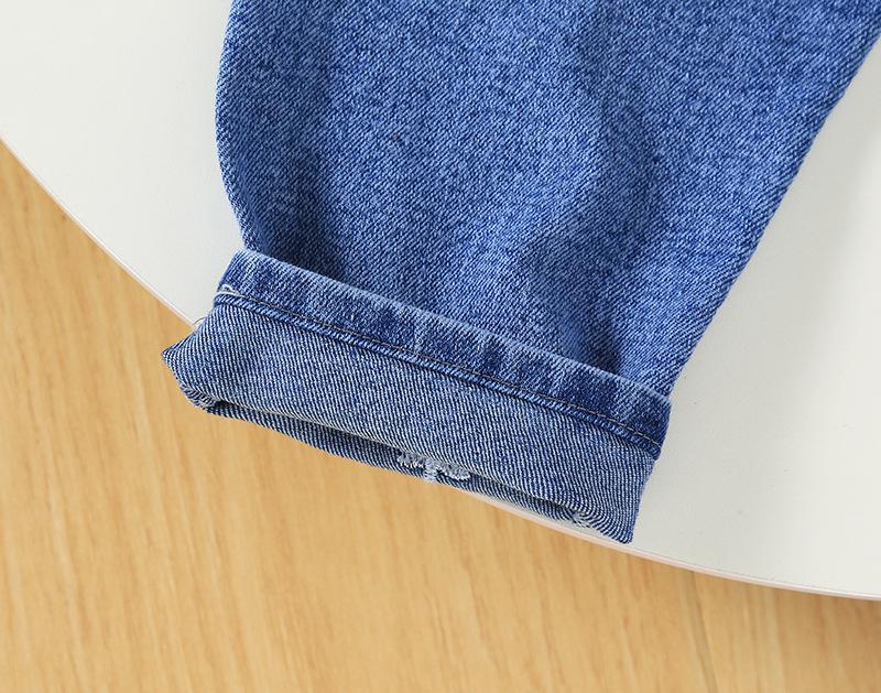 Dziewczęce jasnoniebieskie dżinsy w stylu koreańskim - Modne spodnie długie o luźnym kroju na wiosnę i jesień