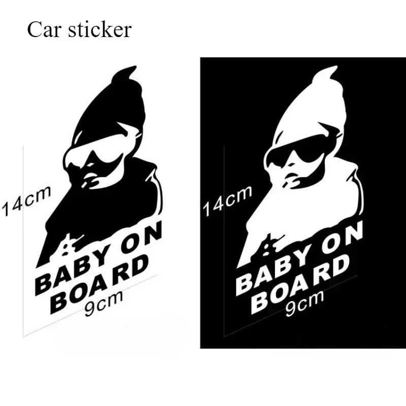 NEW Car Stickers Creative BABY ON BOARD Rear Windshield Auto Stickers Rear Reflective Sunglasses Car Warning Decals Black White