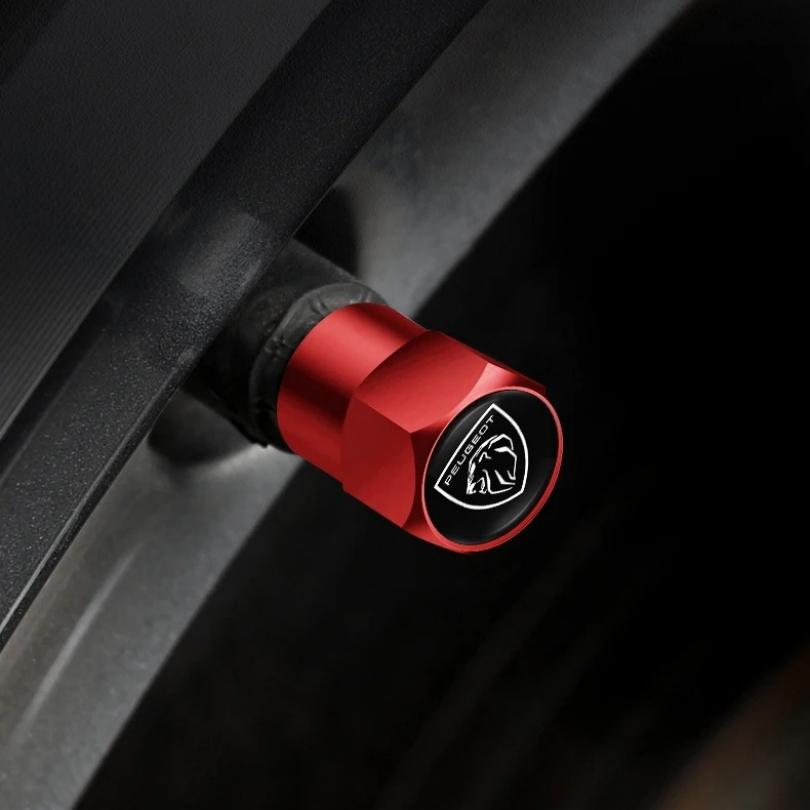 4PCS Aluminum Alloy Car Tire Valve Stem Caps For Peugeot 206 207 307 308 408 508 2008 3008 5008 Wheel Dustproof Decor Covers