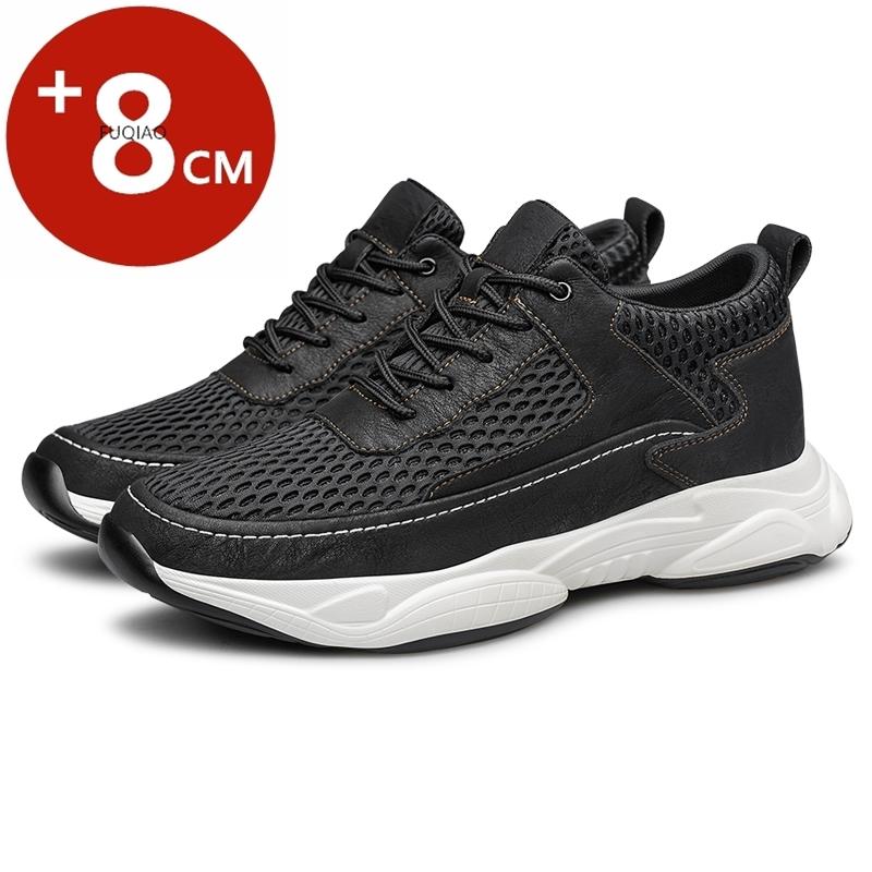 Summer Lift Men Sneakers Elevator Shoes Hidden Heels Breathable Heightening Shoes Increase Insole 8CM Sports Casual Height Shoes