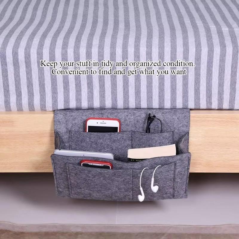 Multi-Functional Armrest Storage Bag, Anti-Skid Sofa Bed Organizer with Phone/Book Pockets, Durable Fabric Hanging Container
