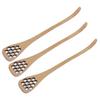 3Pcs Honey Dipper Reusable Wooden Carving Honey Spoon Mixing Stick for Home Kitchen RestaurantWood Color
