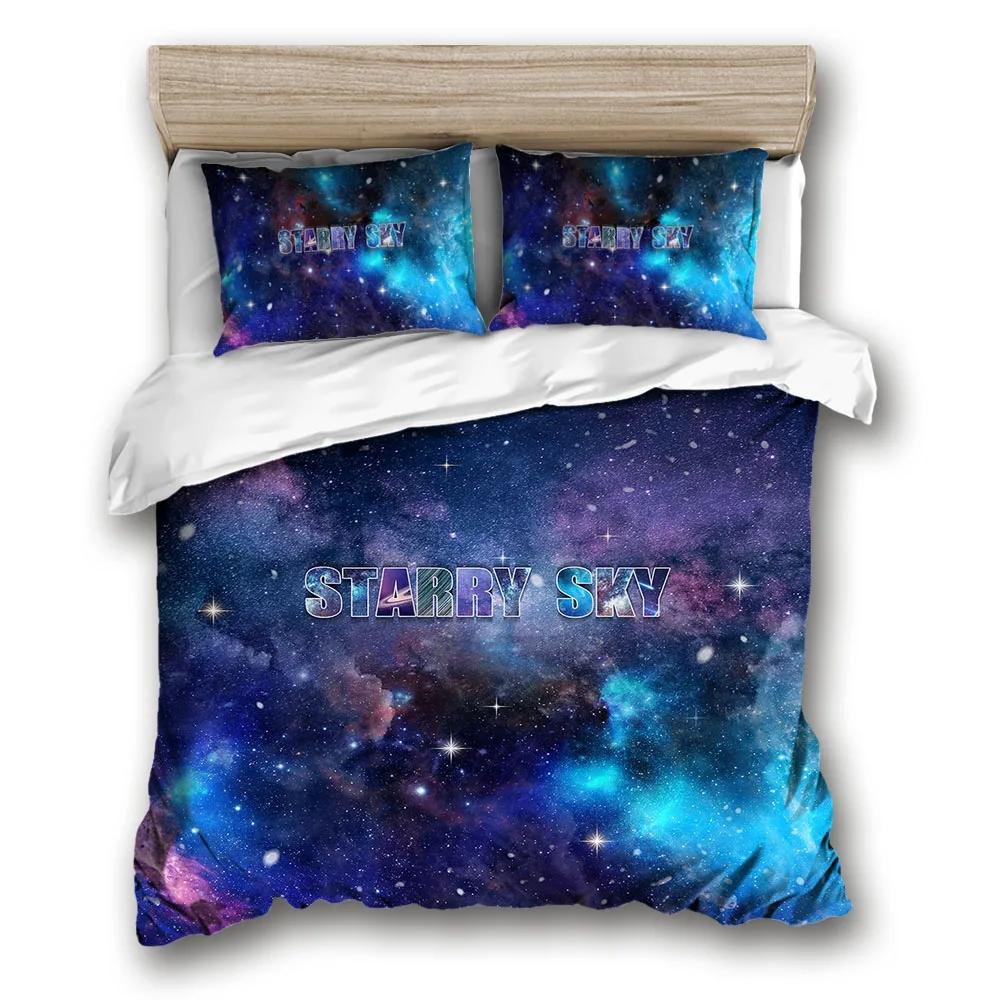 Set cuvertură de pat Galaxy Star 3d Space Star Cu o singură dublă Twin/Queen 2 buc/3 buc Seturi de lenjerie de pat Univers cu tematică în spațiul cosmic