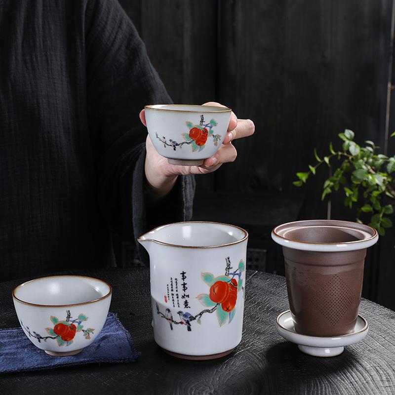 Ru Kiln Kuaike Cup Car Portable Travel Kung Fu Tea Set One Pot Two Cups Ceramic Ru Porcelain Customization
