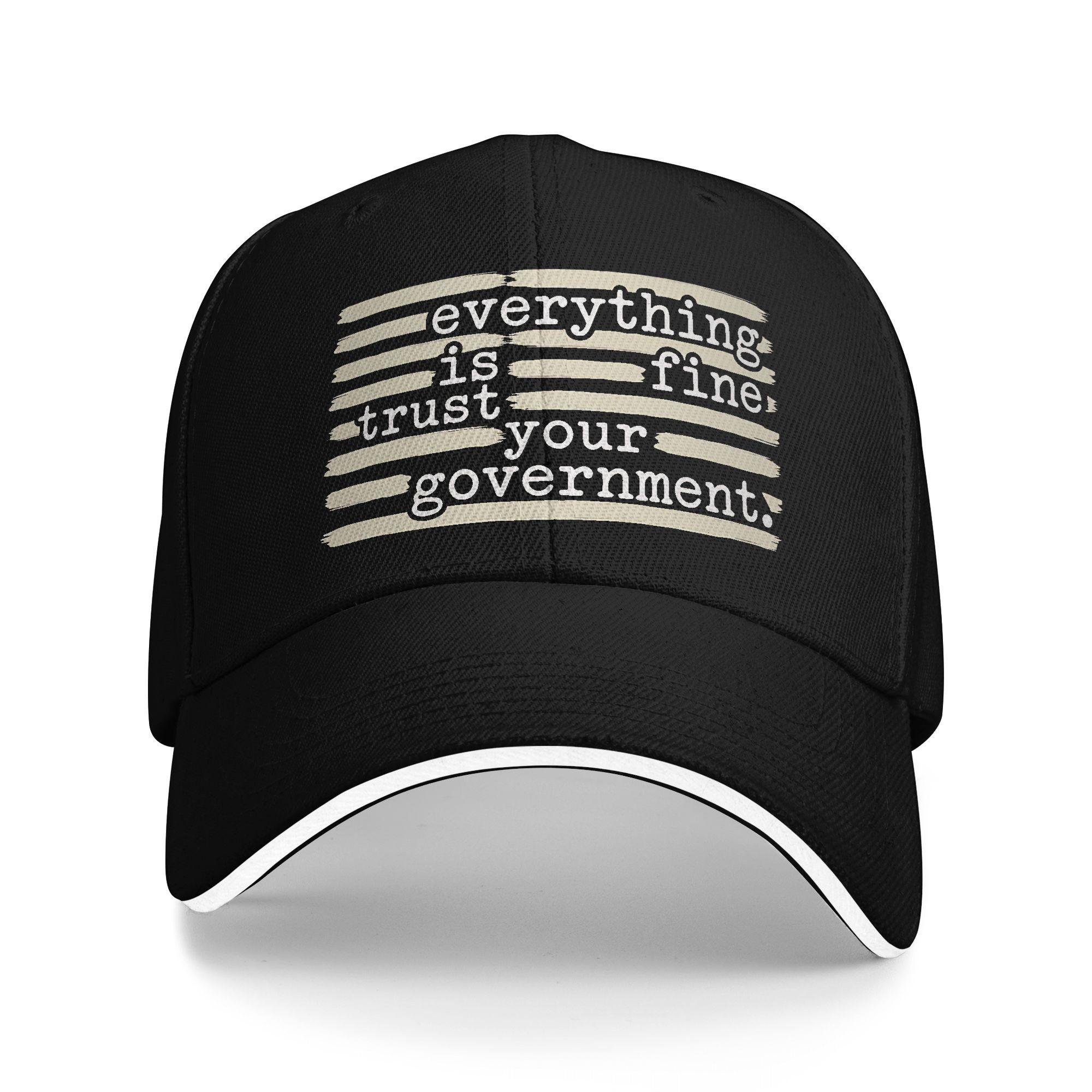 Everything Is Fine Trust Your Government Redacted Casual Baseball Cap Spring Trucker Hat Sun Hunting Hip Hop Hats Baseball Caps As Picture чёрный