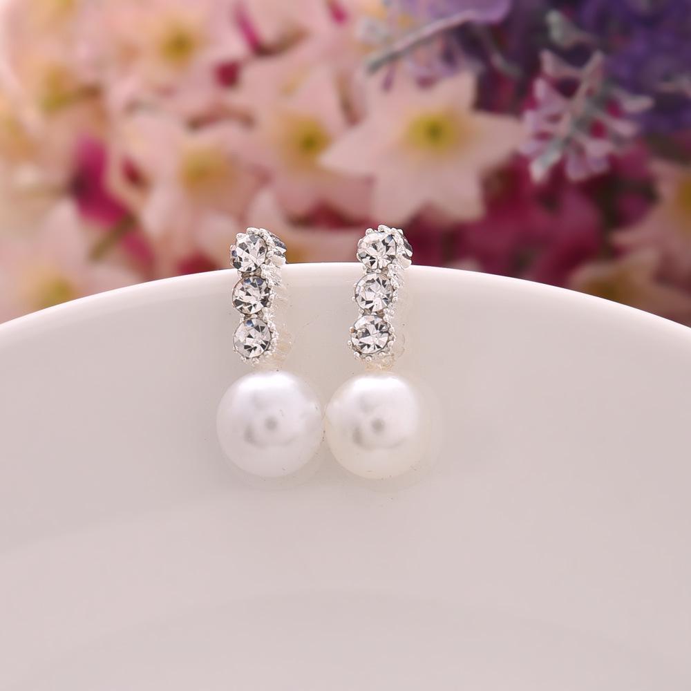 Korean Style Rhinestone Pearl Stud Earrings - Versatile, Simple & Stylish for Women