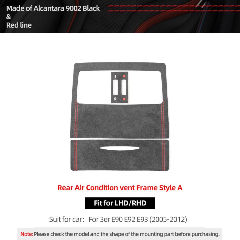 

For BMW E90 E92 E93 Series 3 Made of Alcantara Rear Seat Air Vent Outlet Trim Frame Performance Sticker Car Interior Accessories Red A