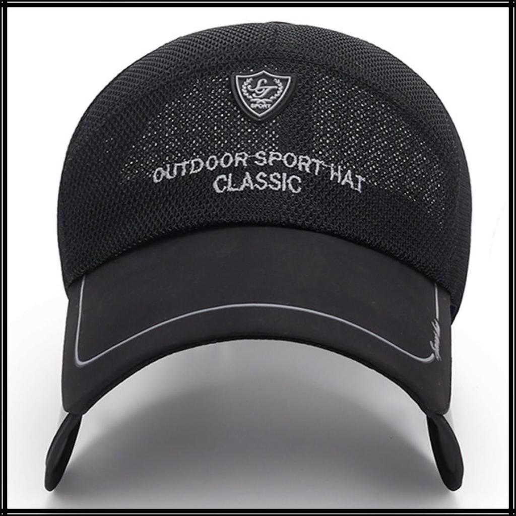 UV Long CZA009 [White Fang] Cap, Mesh, Protection, Brim, Outdoor, Hat, Casual, Men's, Women's, (Black)