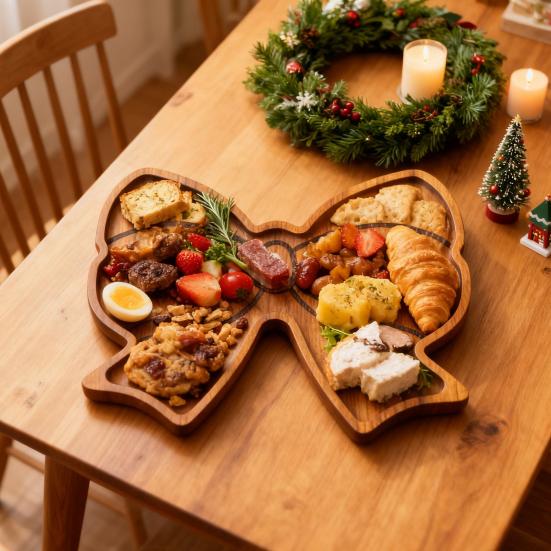 Dřevěný podnos na svačinu Design mašle Prkénko na charcuterie Víceúčelový servírovací tác na bonbóny sušenky ovoce párty bar párty potřeby