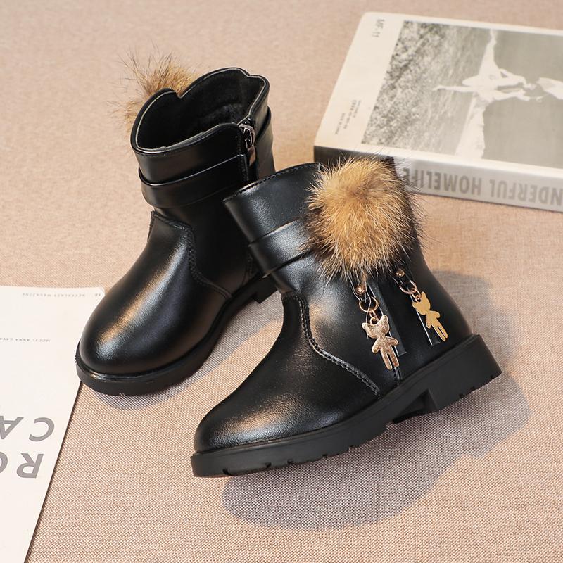 New Girls Short Boots Versatile Plush Cute Spring Autumn New Kids Fashion Casual Boots Drop Shipping Children Boots PU 2024 Chic