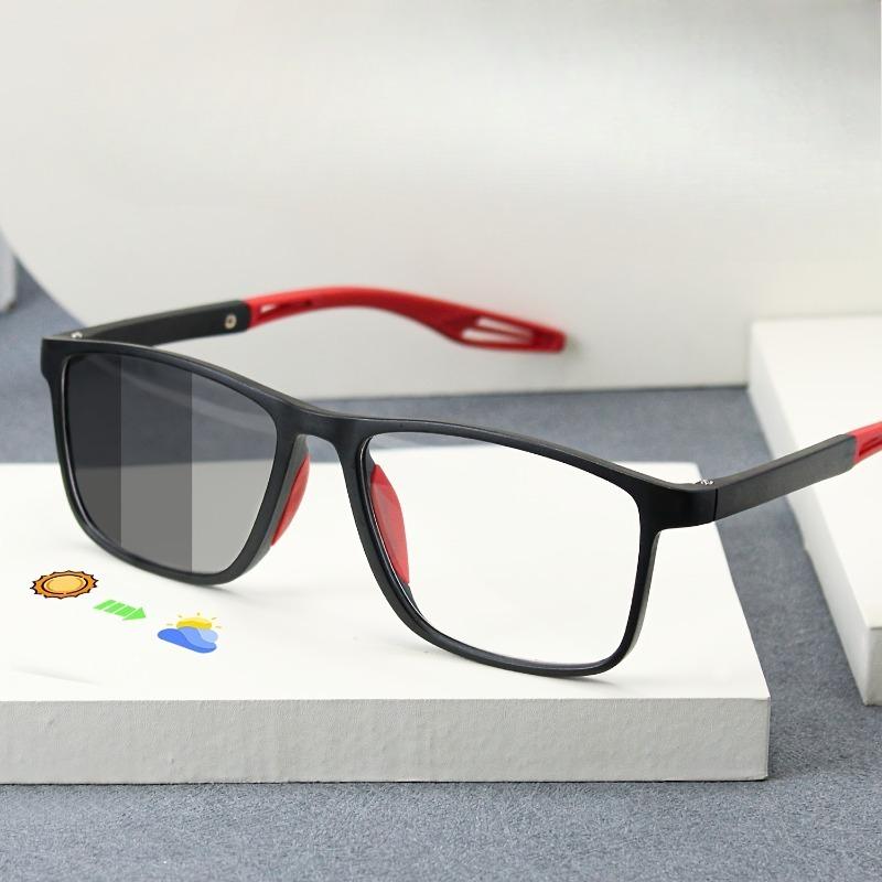 1pcs Sports Style Color-Changing Reading Glasses Set Classic Frame Design with Enhanced Pochromic Lenses