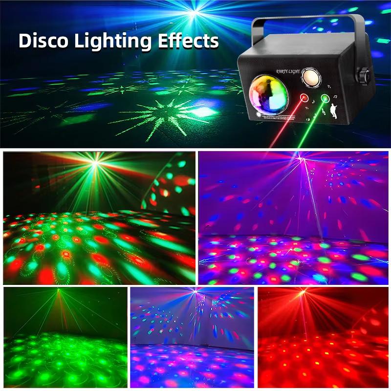 RGB DJ Disco Party Lights with Voice-Controlled and XNE45 Laser Projector Light Perfect for Family Parties,Wedding, Birthday,Music Performance Light