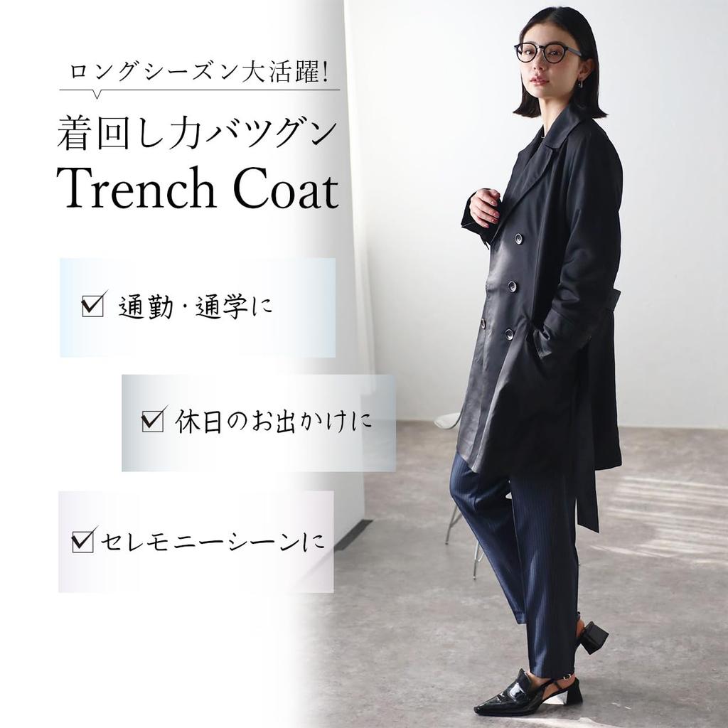 Trench Sizes L RIRIYĀNO Women's Coat, Spring, Mid-Length, M, L, LL, 3L, 4L, 2127-112001 (L, Beige)