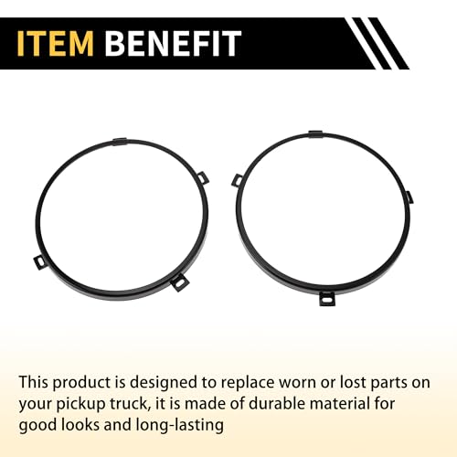 REPAIROCK Compatible with Jeep Wrangler JK 2007-2017, 1 Pair of 7-inch Round Headlight Metal Rings (Left and Right)