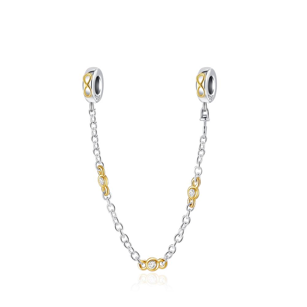 Coppersparkling Clear Sparkle Crown Love Safety Chain Charm Bead Fit Original Pendant Diy Jewelry For Women