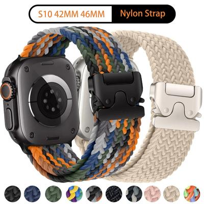 1 Stück Nylon-Apple-Uhrenarmband für Apple Watch S10 46 mm 42 mm Ultra 2 49 mm 44 45 41 40 38 mm Band für IWatch 10 9 6 5 SE 7 8 4 3 Smart Watch Zubehör