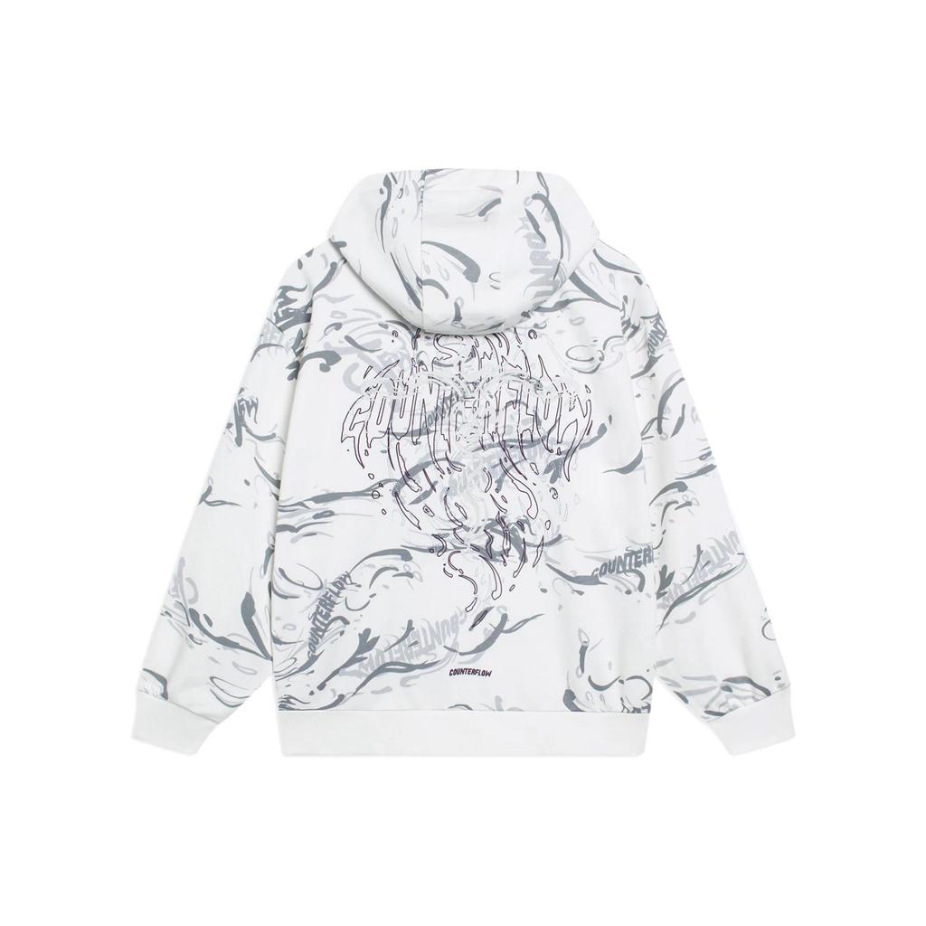 Li Ning CF Pure Color Pattern Printed Long Sleeve Sweatshirt Unisex Sweatshirt White AWDSI43-1