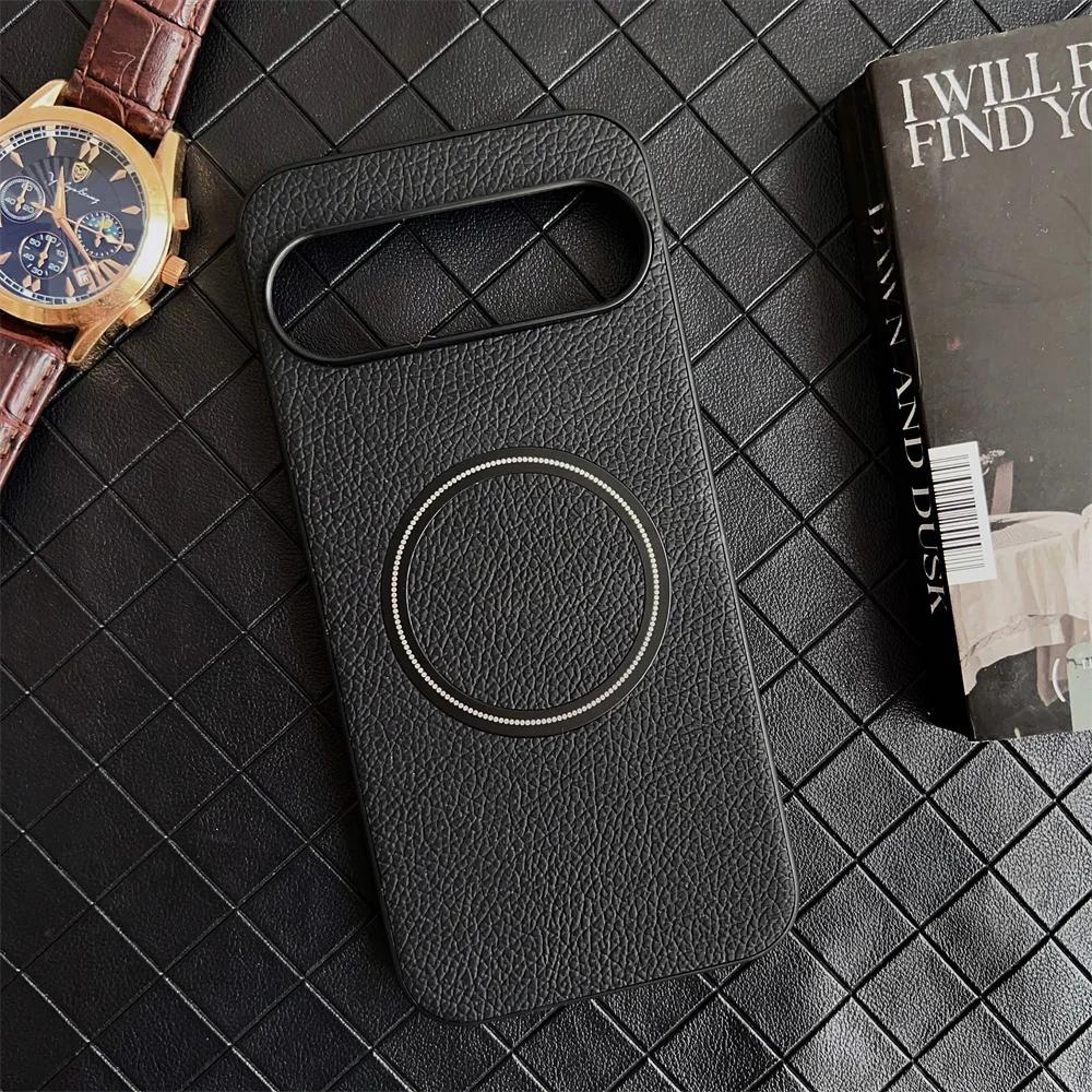 Fashion PC Leather Lychee Pattern Case For Google Pixel 10 9 8 7 6 A Pro XL Shockproof Magnetic Wireless Charge Protective Cover