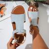 New open-toed large-size thousand bird grid women's sandals hollow word with women's flat-bottomed cool slippers