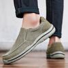 Men Khaki Canvas Shoes Slip On Driving Shoes Casual Blue Wide Head Cloth Shoes for Farther Plus Size Lightweight
