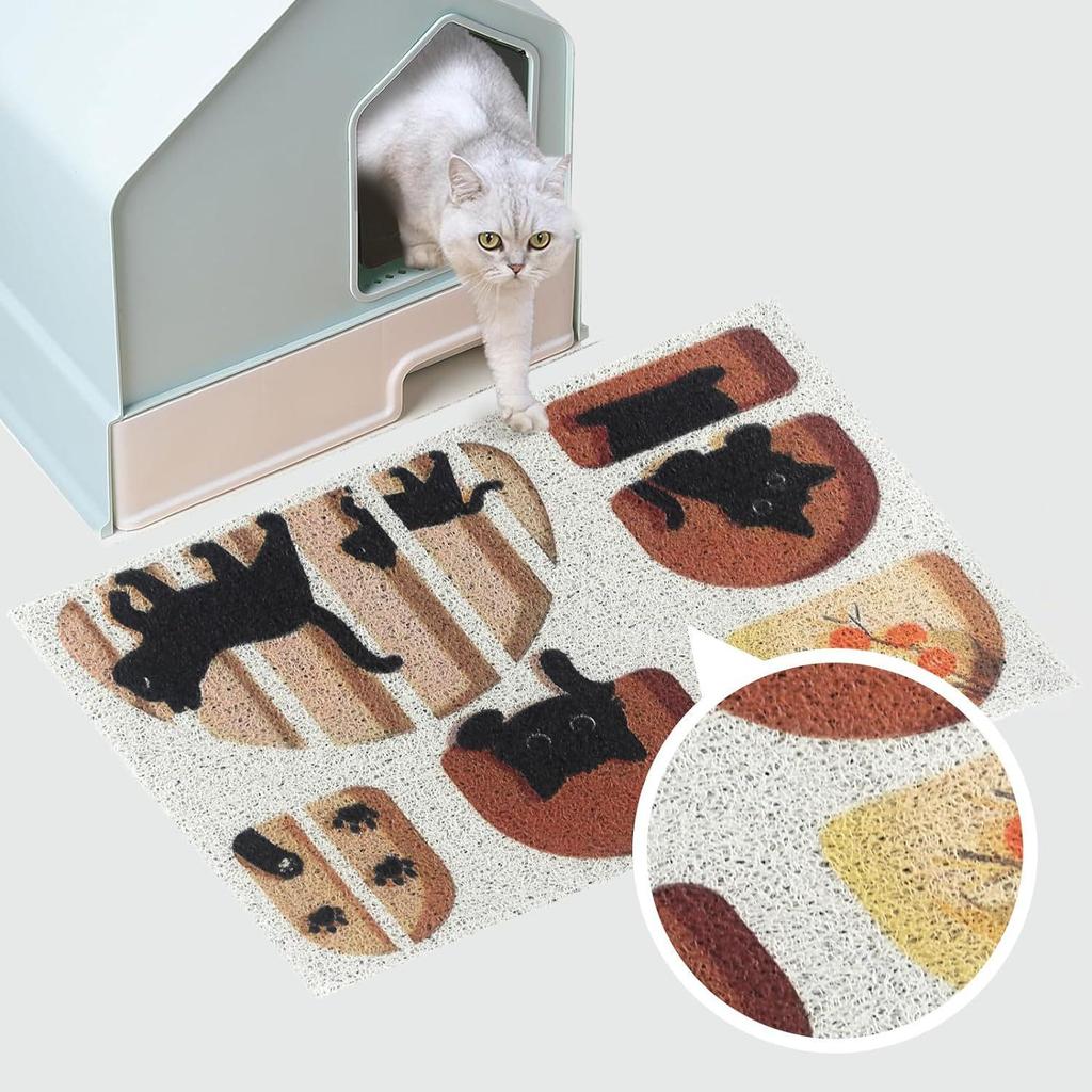 Minimalist Silk Cat Litter and Feeding Mat - Trap, Cute, Easy to Clean