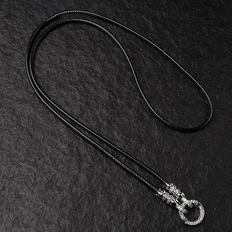Chaîne de Pendentif Bouddhiste Thaïlandais Réglable Corde de Collier Simple Avec Boucle Cercle de Lotus en Zirconium Micro-Diamant