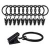 10 Pcs Curtain Rings with Clips Polished Iron No Tools Needed Snap-On Design Easy To Use Curtains Clamps with Hooks Curtain Accessories