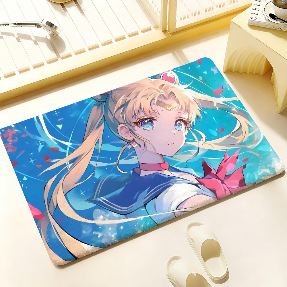Hot Anime S-Sailor M-Moon Floor Mat Cozy Flannel Soft Thick Non-Slip Mat For Living Room Bedroom Kitchen Decor Rugs