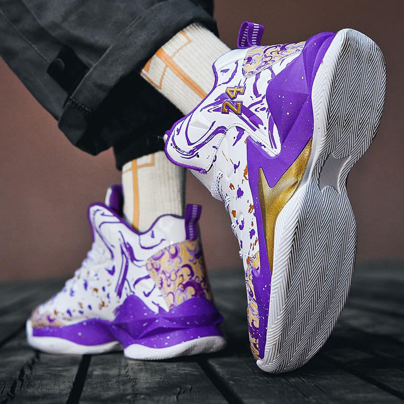 Men's Basketball Shoes Breathable Cushioning Non-Slip Wearable Runing Shoes Gym Training Athletic Basketball Sneakers for Women