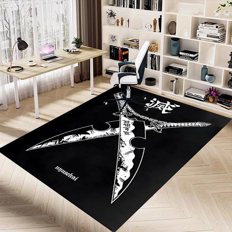 1pc Swords Chain Home Office, Durable Polyester Floor Mat with Easy, Office Decor, Urban Style, Nonslip Backing, Highquality Fabric