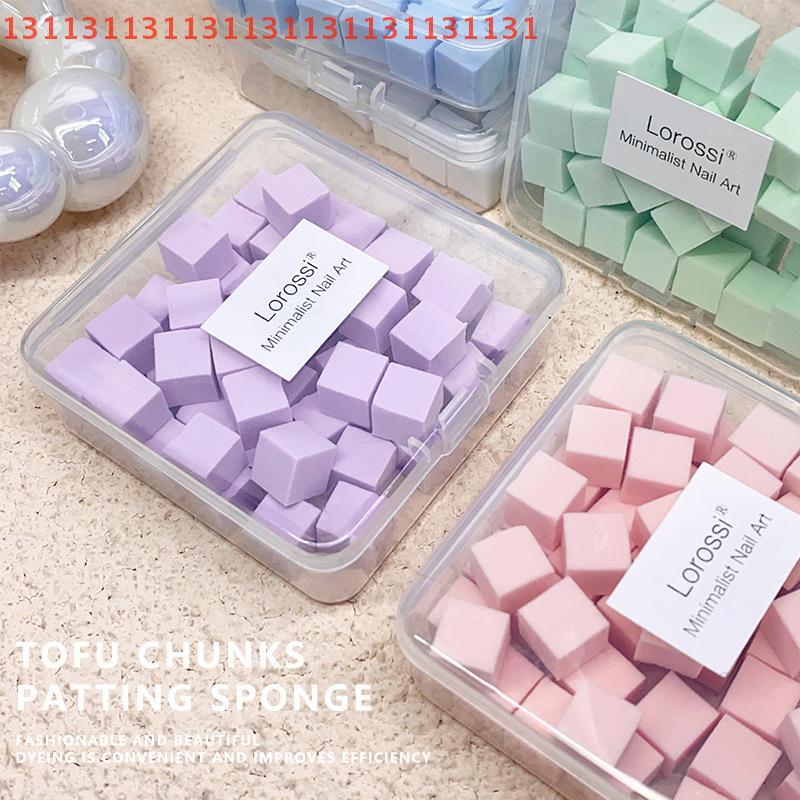 50pcs Mini Square Nail Sponge Powder Puff Nails Art Gel Polish Tools Makeup Cosmetic Nail Buffer Block For Manicure Accessories