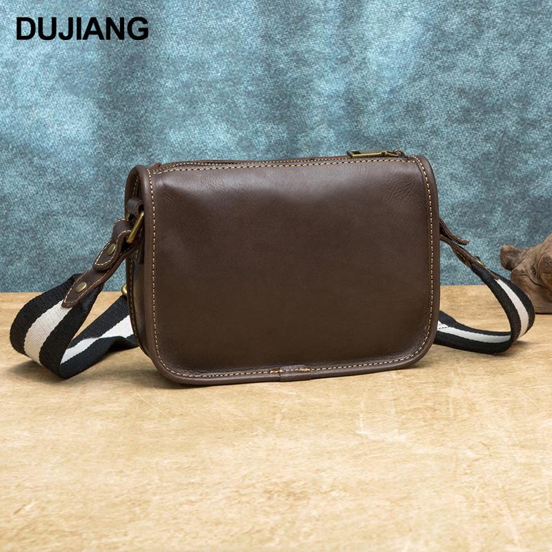 DUJIANG Men's Genuine Leather Crossbody Messenger Shoulder Bag