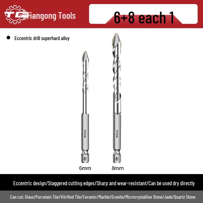 Eccentric Tile Drill Bit for Concrete, Cement, and Ceramic – Super Hard Alloy Triangle Impact.