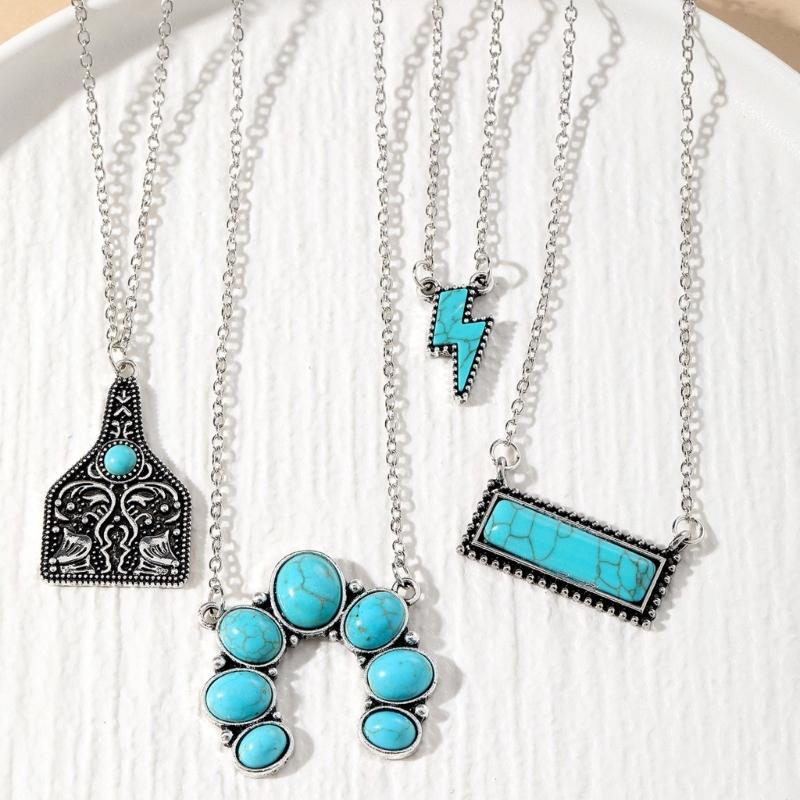 50 Pieces Bohemian Style Turquoise Color Fashion Accessories Handmade Adjustable Stackable Necklace Bracelet