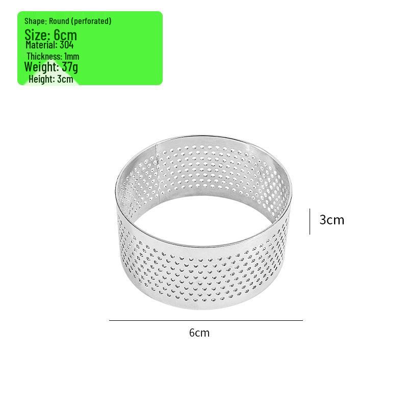 

3cm High 304 Stainless Steel Perforated Mousse Ring for Tarts and Rice Cakes 1mm thick