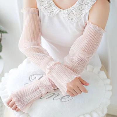 Women Sun Protection Sleeves Gloves Summer Sunscreen UV Breathable Breathable Cuff Long Lace Fingerless Protection Arm Sleeve