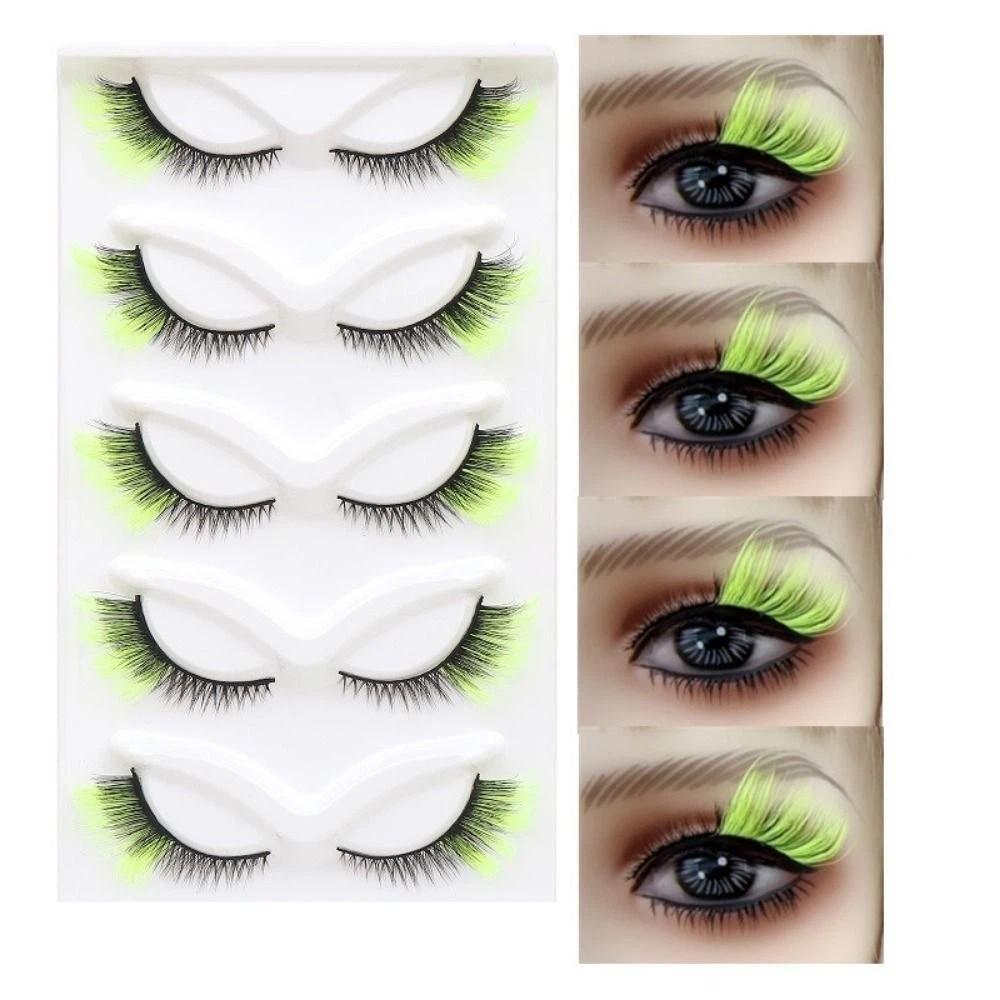 Soft Cat Eye False Eyelashes Fluffy Faux Mink Wispy Lashes Colored Anime Lashes Makeup