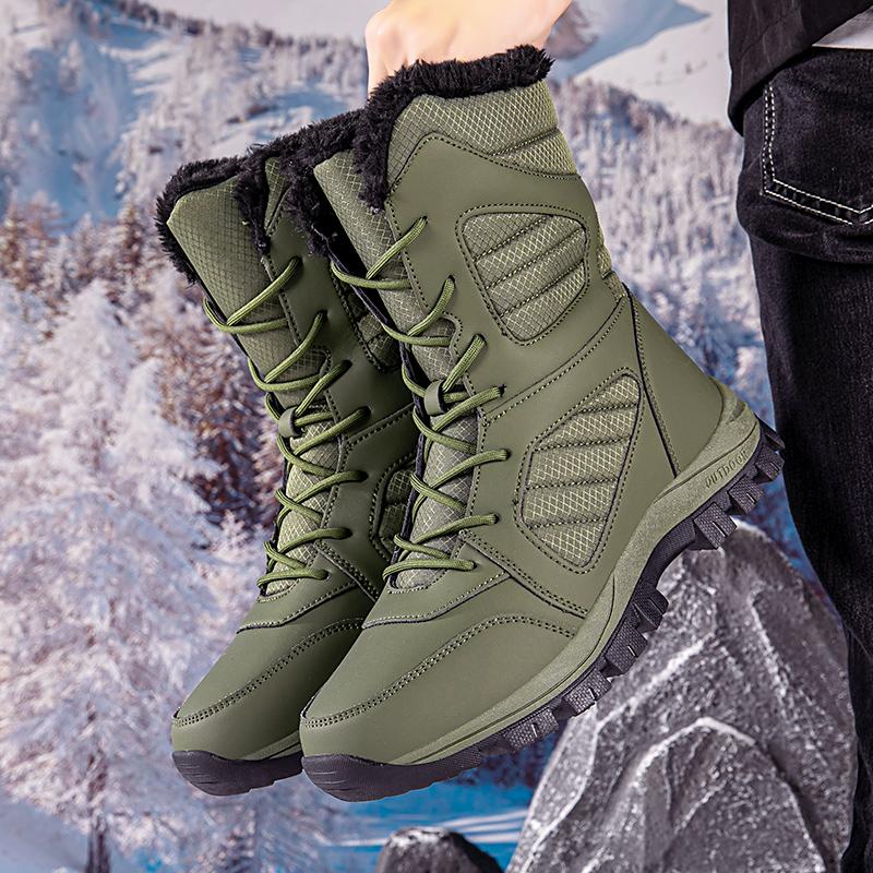 MCTIN Women White Snow Boots Winter Plush Black Warm Mid-calf Boots Ladies Slip-on Cotton Shoes Plus Size 35-42